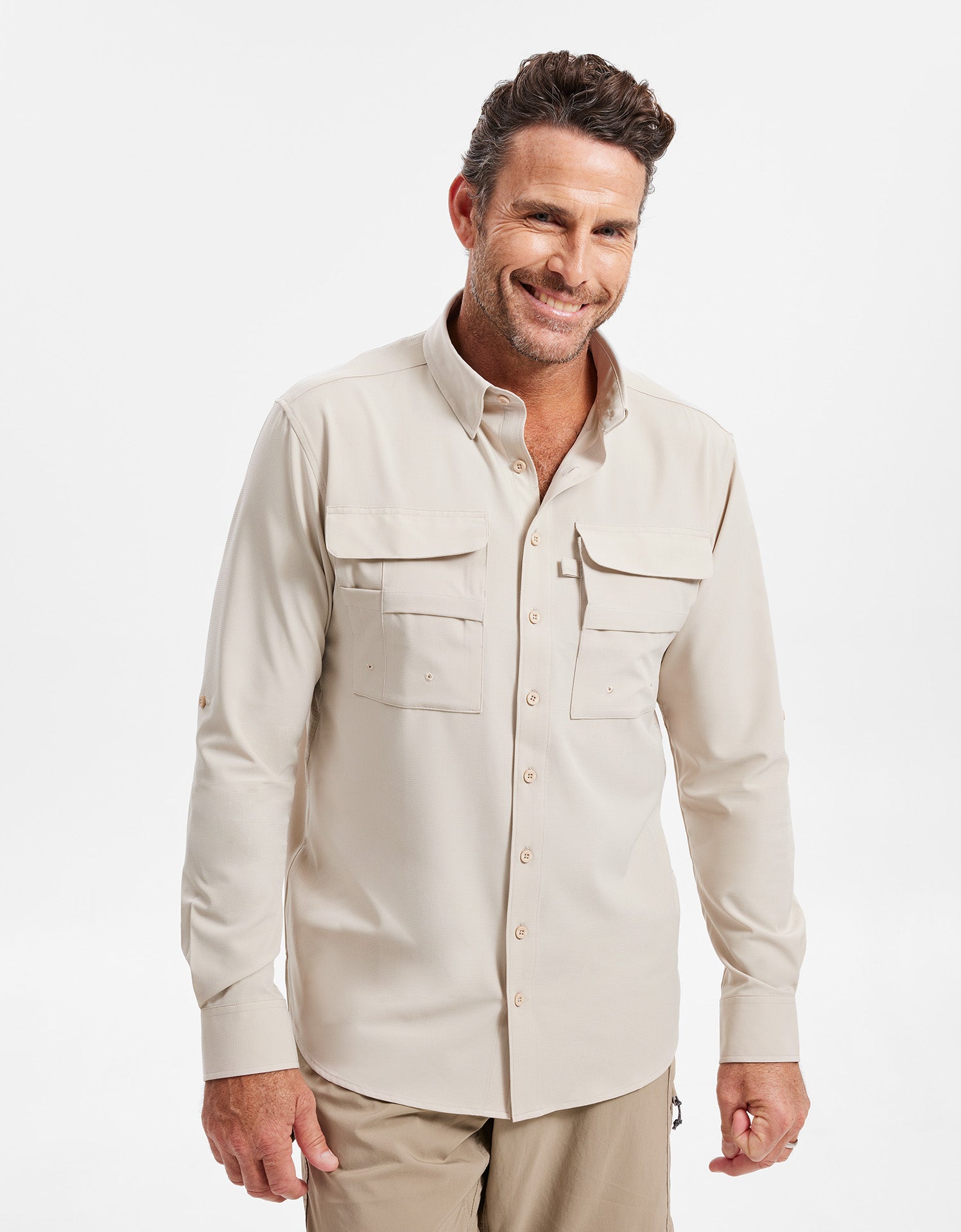 Men's Stretch Quick Dry UPF50+ Long Sleeve Hiking Shirt – Little