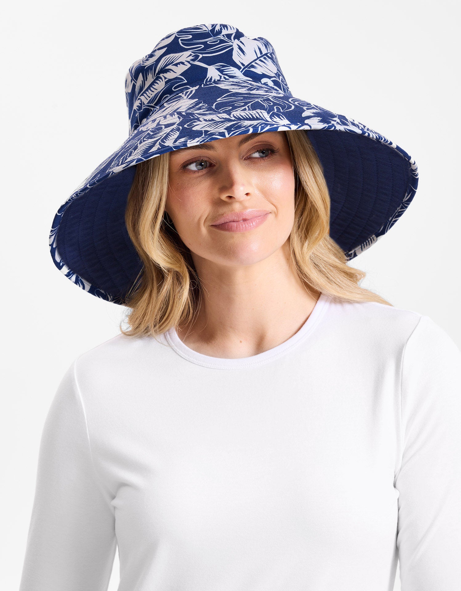 Women's Wide Brim Sun Hat | Ultra Wide Tropical Print Sun Hat UPF50+ Beige Floral