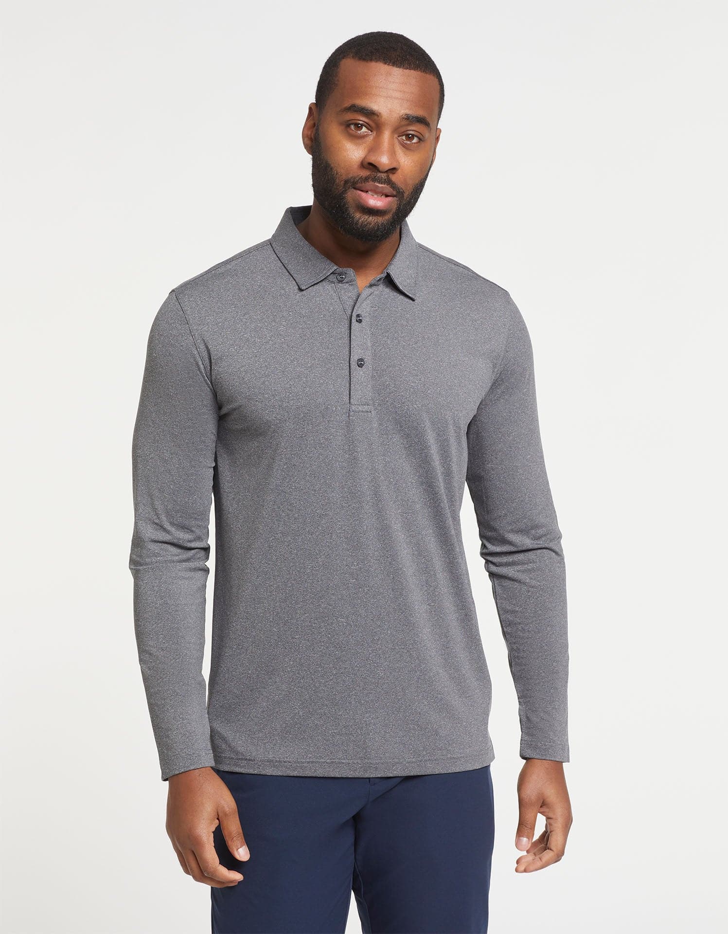 Long Sleeve Polo Shirt UPF50+ Active Collection - S / DARK GREY