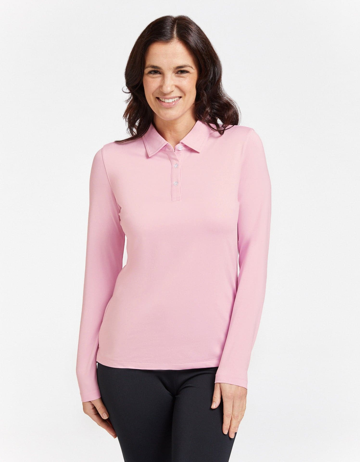 Long Sleeve Polo Shirt UPF50+ Active Collection - XS / COOL PINK