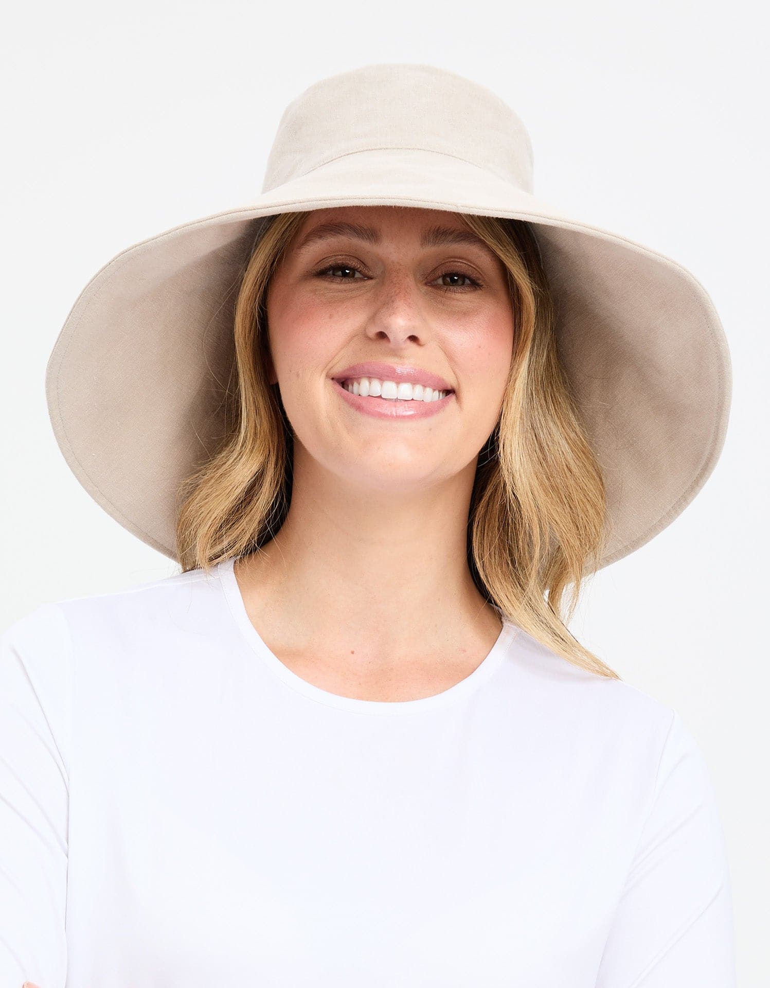 Ultra Wide Cotton Linen Hat UPF50+ - S/M / LIGHT NATURAL