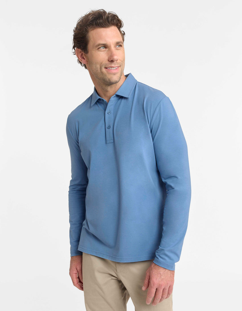 Sun Protective Long Sleeve Polo Shirt For Men UPF 50+ | UV Protection