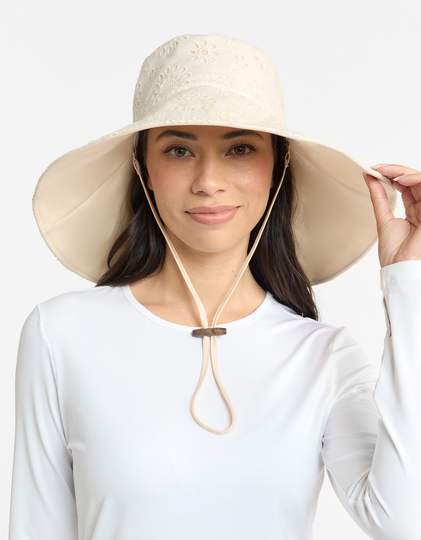 Ultra Wide Brim Broderie Sun Hat UPF 50+ | Solbari US