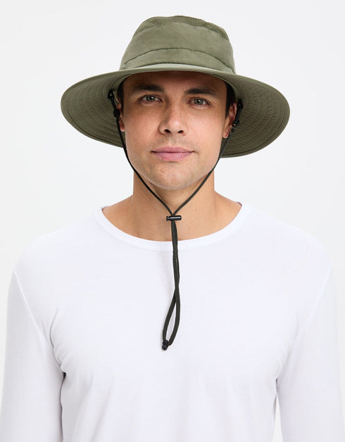 Men's Wide Brim Sun Hat Upf50+ Waterproof Breathable Bucket Hat For Fishing,  Hiking, Camping (light Grey)